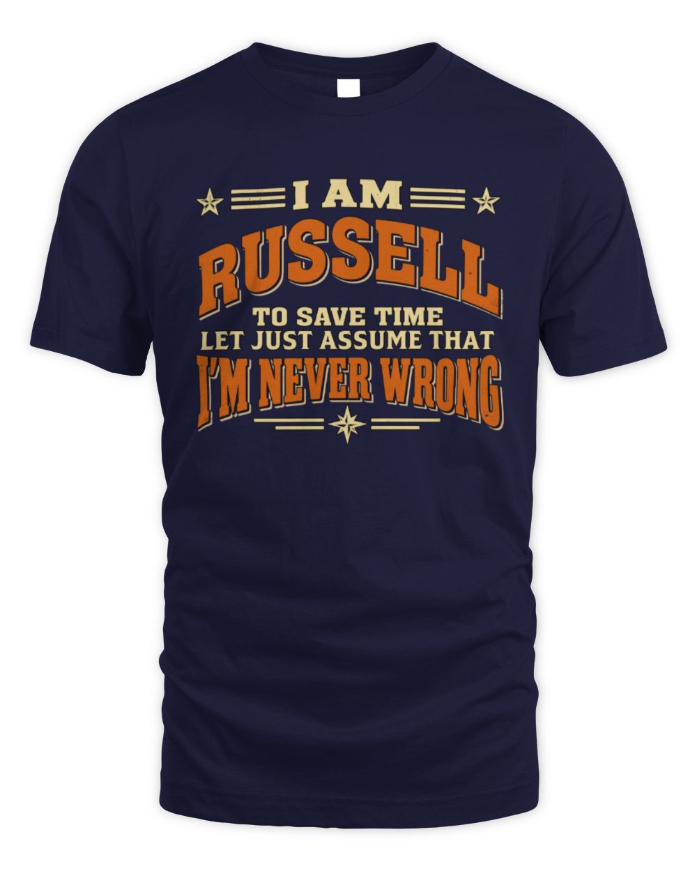 I'm Name Let's Just Assume I'm Never Wrong Retro Shirt RUSSELL M1-64 / Unisex Standard T-Shirt / navy