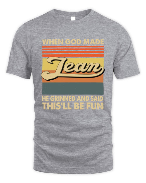 When God Made Your Name He Grinned Vintage T-Shirt JEAN M1-55 / Unisex Standard T-Shirt / sport grey