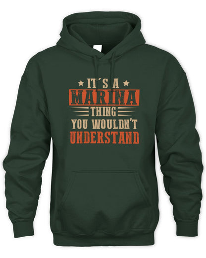It's a Name Thing Personalized Funny Shirt MARINA M1-51 / Unisex Hoodie / forest green