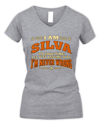 I'm Name Let's Just Assume I'm Never Wrong Retro Shirt SILVA M1-64 / Women's V-Neck T-Shirt / sport grey