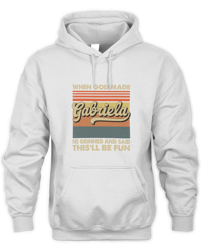 When God Made Your Name He Grinned Vintage T-Shirt GABRIELA M1-55 / Unisex Hoodie / white