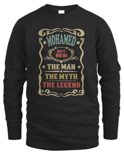 The Man The Myth The Legend Vintage Gold Wine Shirt MOHAMED M1-52 / Men's Long Sleeved T-Shirt / black
