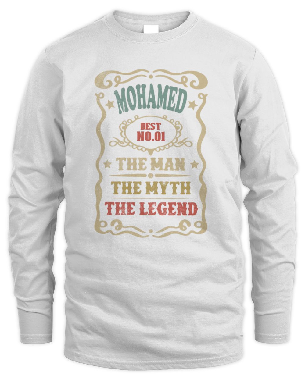 The Man The Myth The Legend Vintage Gold Wine Shirt MOHAMED M1-52 / Men's Long Sleeved T-Shirt / white
