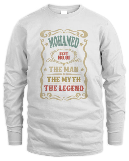 The Man The Myth The Legend Vintage Gold Wine Shirt MOHAMED M1-52 / Men's Long Sleeved T-Shirt / white