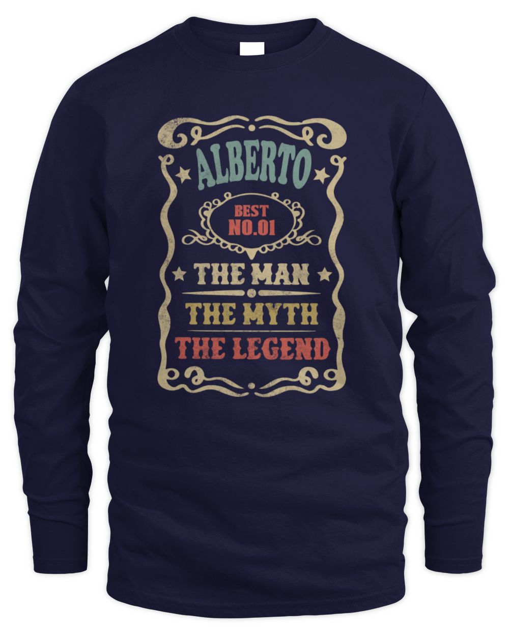 The Man The Myth The Legend Vintage Gold Wine Shirt ALBERTO M1-52 / Men's Long Sleeved T-Shirt / navy