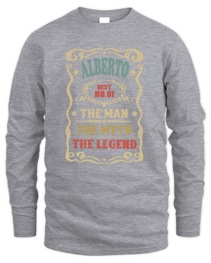 The Man The Myth The Legend Vintage Gold Wine Shirt ALBERTO M1-52 / Men's Long Sleeved T-Shirt / sport grey