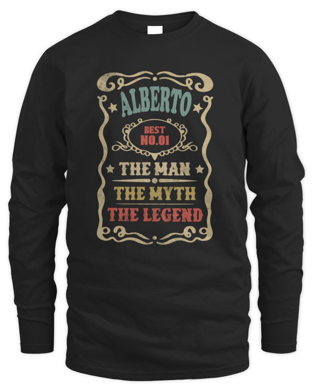 The Man The Myth The Legend Vintage Gold Wine Shirt ALBERTO M1-52 / Men's Long Sleeved T-Shirt / black
