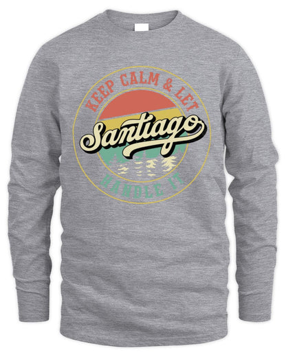 Keep Calm Let Your Name Handle It Retro T-Shirt SANTIAGO M1-54 / Men's Long Sleeved T-Shirt / sport grey