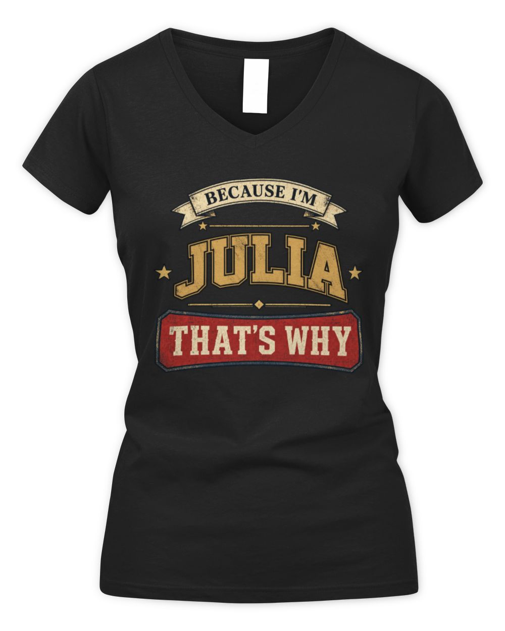 Because I'm Name That's Why Americana T-Shirt JULIA M1-S88 / Women's V-Neck T-Shirt / black