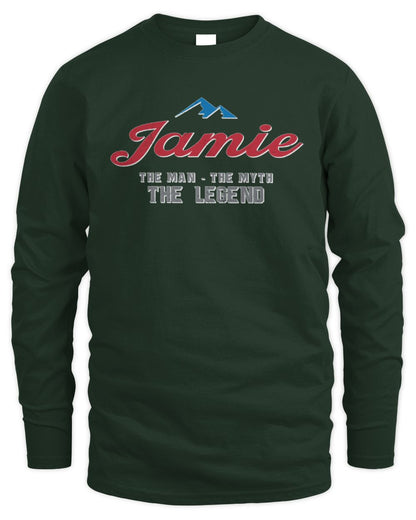 The Man The Myth The Legend Coors Light Beer T-Shirt JAMIE M1-S84 / Men's Long Sleeved T-Shirt / forest green