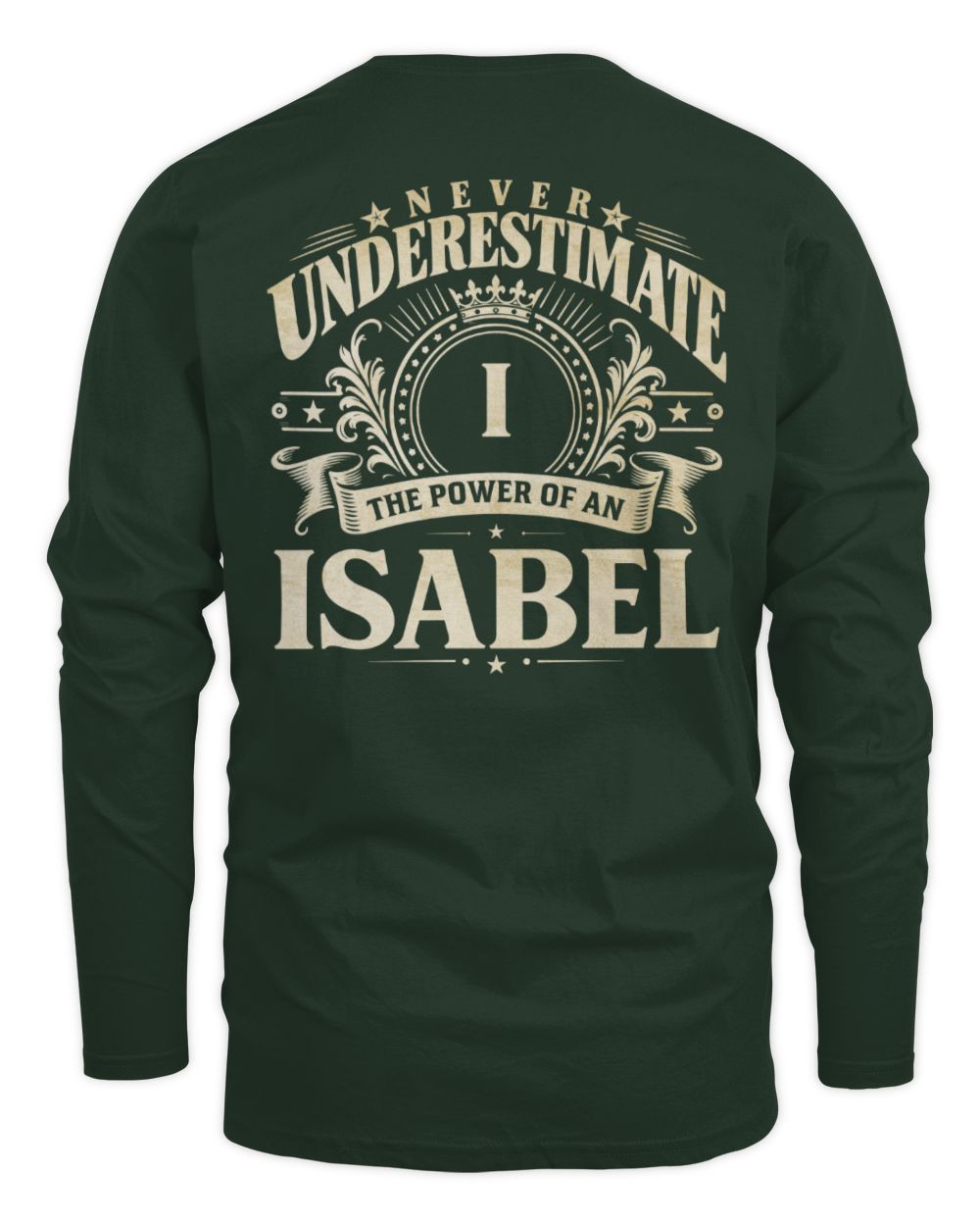 Never Underestimate Your Name Luxury Logo Shirt ISABEL M1-63 / Men's Long Sleeved T-Shirt / forest green