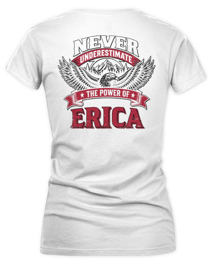 Never Underestimate Your Name Eagle Mountain Shirt ERICA M1-61 / Women's V-Neck T-Shirt / white
