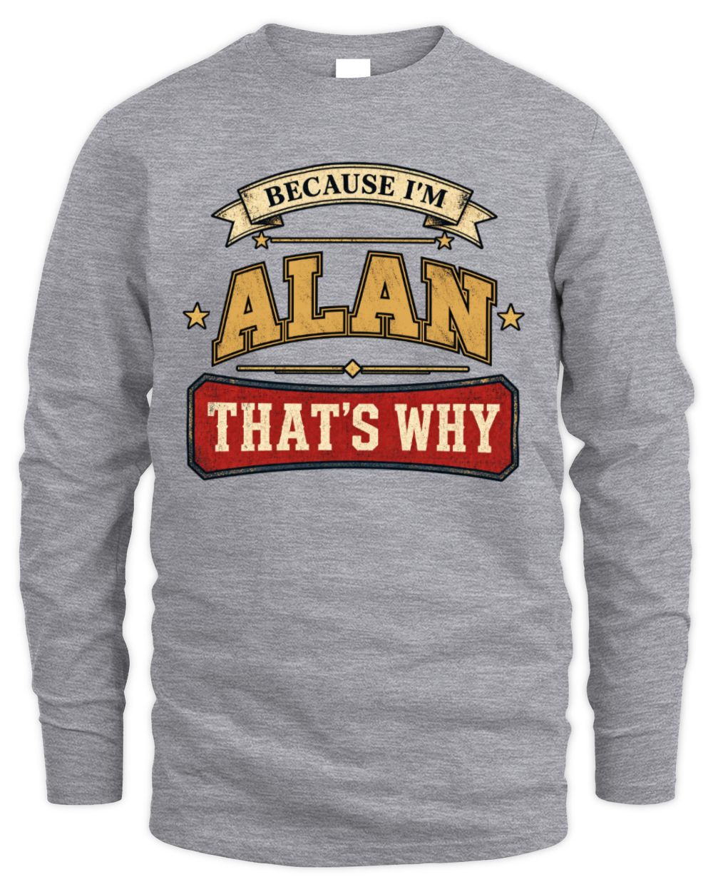 Because I'm Name That's Why Americana T-Shirt ALAN M1-S88 / Men's Long Sleeved T-Shirt / sport grey