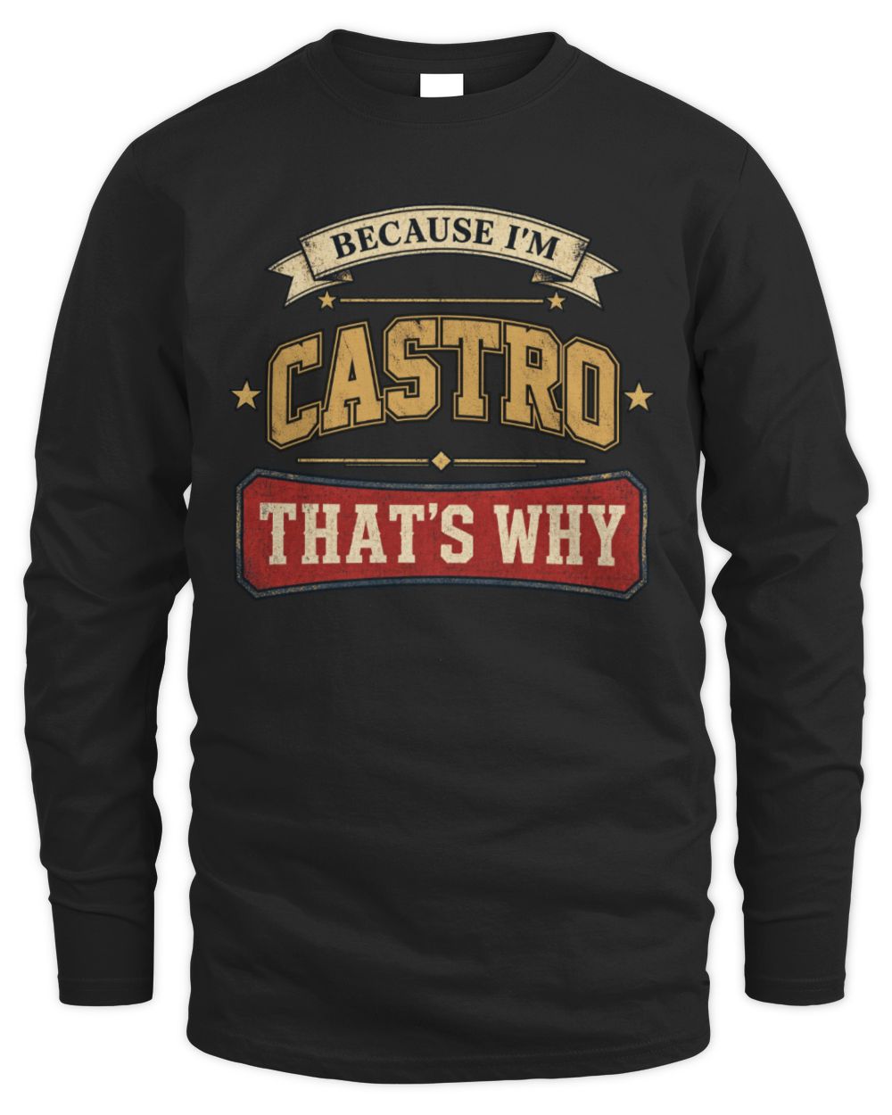 Because I'm Name That's Why Americana T-Shirt CASTRO M1-S88 / Men's Long Sleeved T-Shirt / black