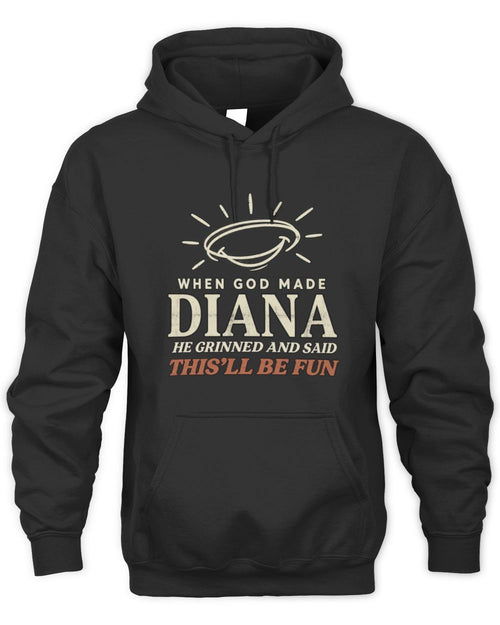 When God Made Your Name Funny Western T-Shirt T-Shirt DIANA M1-S82 / Unisex Hoodie / black