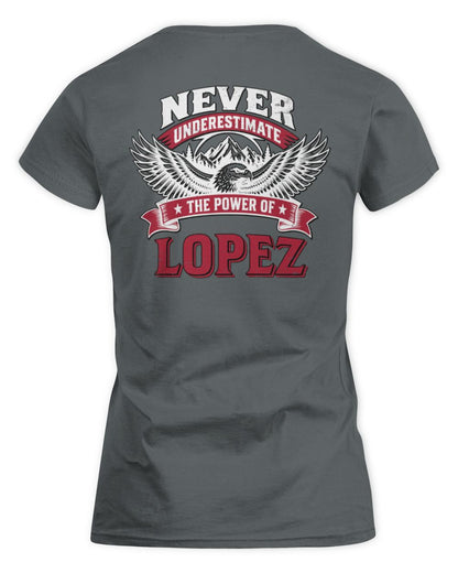 Never Underestimate Your Name Eagle Mountain Shirt LOPEZ M1-61 / Women's Standard T-Shirt / charcoal