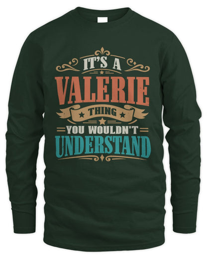 It’s a Name Thing Personalized Retro T-Shirt VALERIE M1-47 / Men's Long Sleeved T-Shirt / forest green