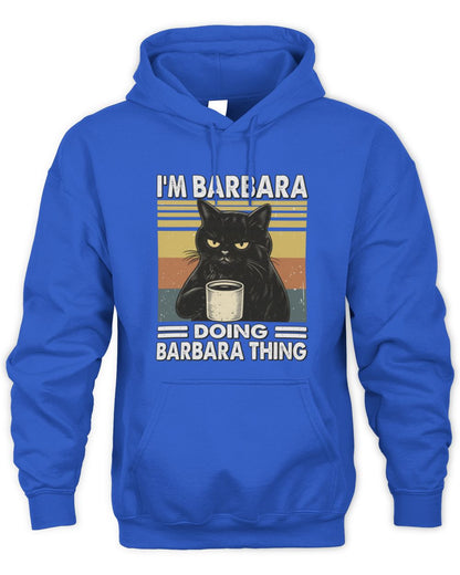 I'm Name Doing Name Thing Grumpy Black Cat Shirt BARBARA M1-79 / Unisex Hoodie / royal