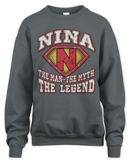 The Man The Myth The Legend Superman Graphic T-Shirt NINA M1-74 / Unisex Sweatshirt / charcoal