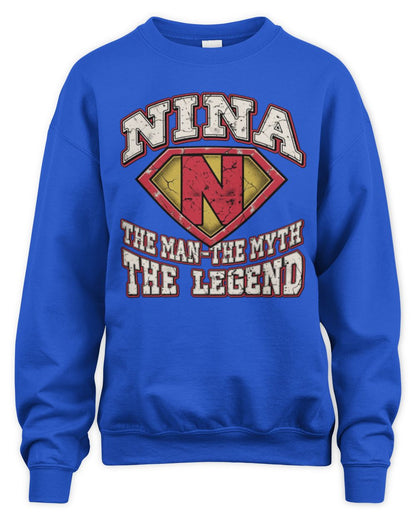 The Man The Myth The Legend Superman Graphic T-Shirt NINA M1-74 / Unisex Sweatshirt / royal