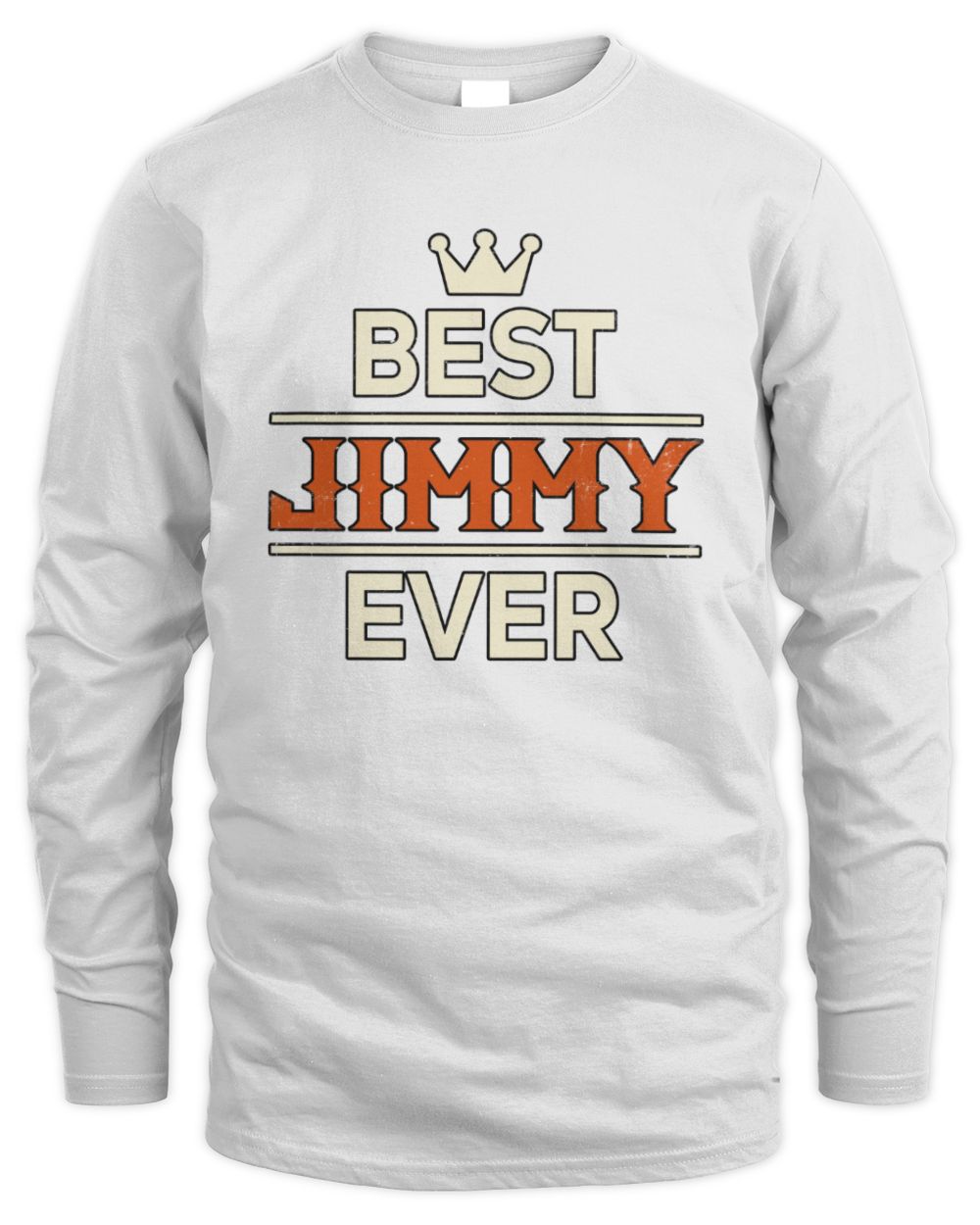 Best Your Name With Crown Shirt JIMMY M1-59 / Men's Long Sleeved T-Shirt / white