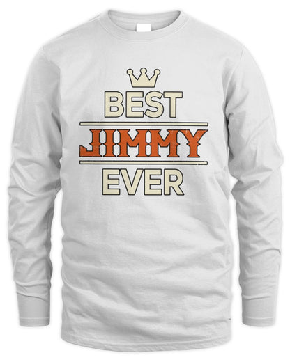 Best Your Name With Crown Shirt JIMMY M1-59 / Men's Long Sleeved T-Shirt / white