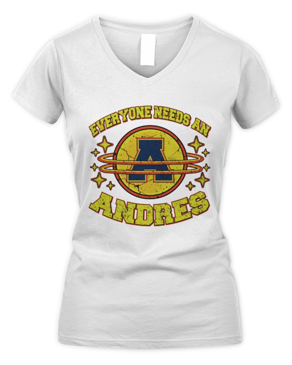 Everyone Needs a Your Name Shirt ANDRES M1-76 / Women's V-Neck T-Shirt / white