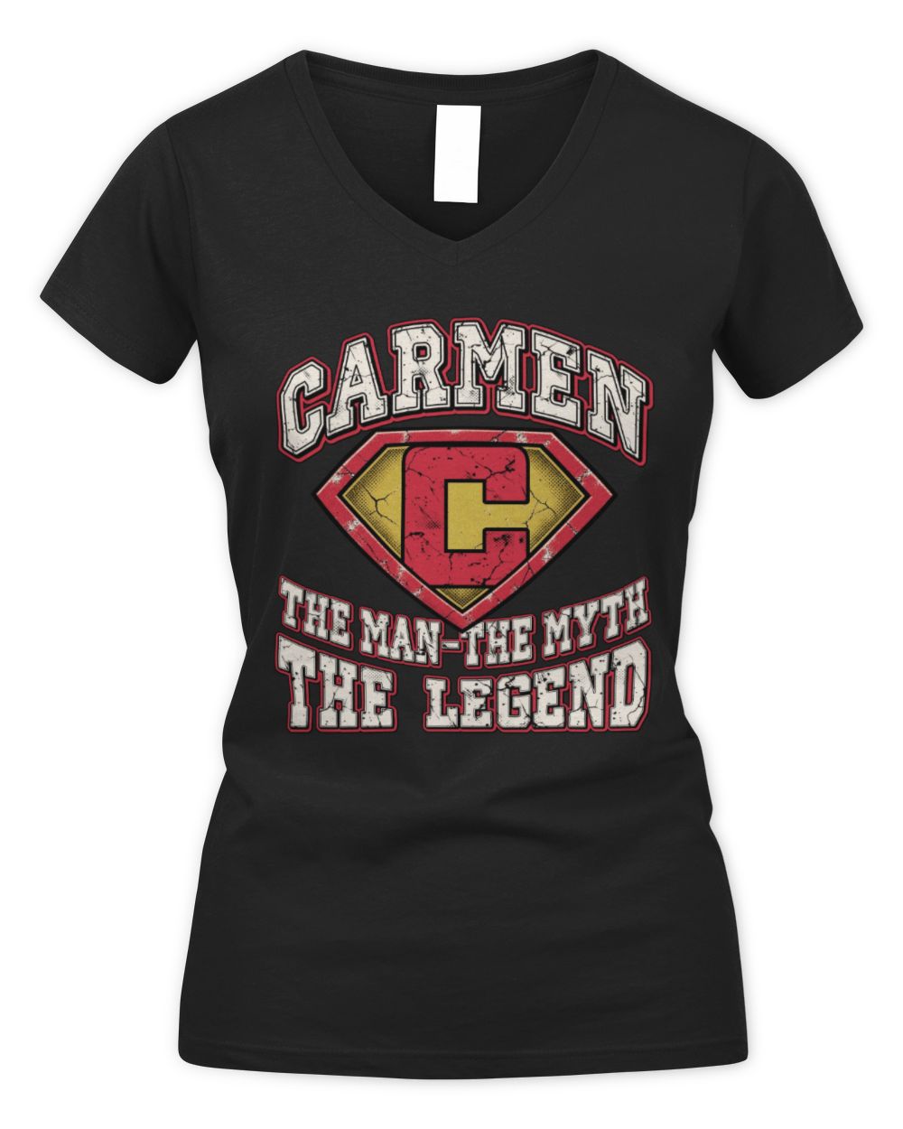 The Man The Myth The Legend Superman Graphic T-Shirt CARMEN M1-74 / Women's V-Neck T-Shirt / black