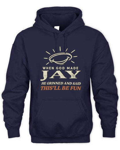 When God Made Your Name Funny Western T-Shirt T-Shirt JAY M1-S82 / Unisex Hoodie / navy