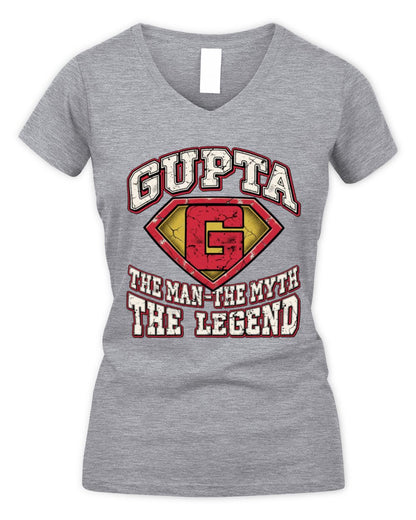 The Man The Myth The Legend Superman Graphic T-Shirt GUPTA M1-74 / Women's V-Neck T-Shirt / sport grey