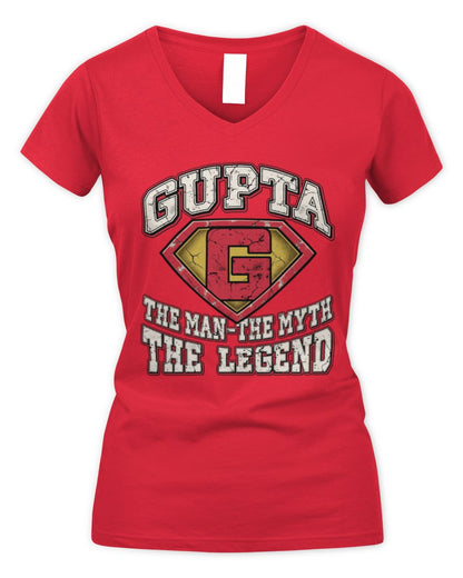The Man The Myth The Legend Superman Graphic T-Shirt GUPTA M1-74 / Women's V-Neck T-Shirt / red