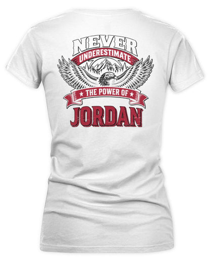 Never Underestimate Your Name Eagle Mountain Shirt JORDAN M1-61 / Women's V-Neck T-Shirt / white