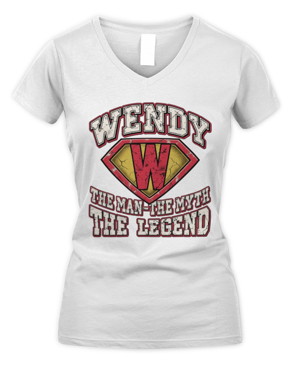 The Man The Myth The Legend Superman Graphic T-Shirt WENDY M1-74 / Women's V-Neck T-Shirt / white