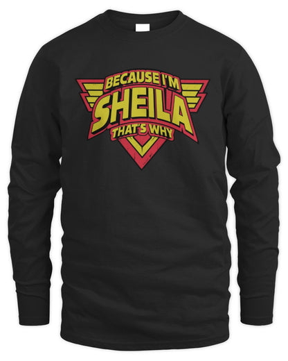 Because I'm Name That's Why Red and Yellow Logo Graphic T-Shirt SHEILA M1-75 / Men's Long Sleeved T-Shirt / black