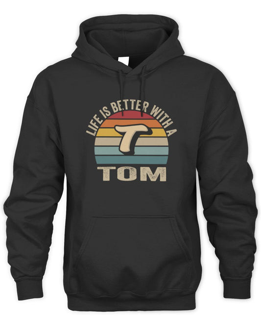 Life Is Better with Name Vintage Sun Shirt TOM M1-50 / Unisex Hoodie / black