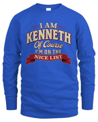 I'm Name Of Course I'm On The Nice List Funny Christmas Shirt KENNETH M1-68 / Men's Long Sleeved T-Shirt / royal