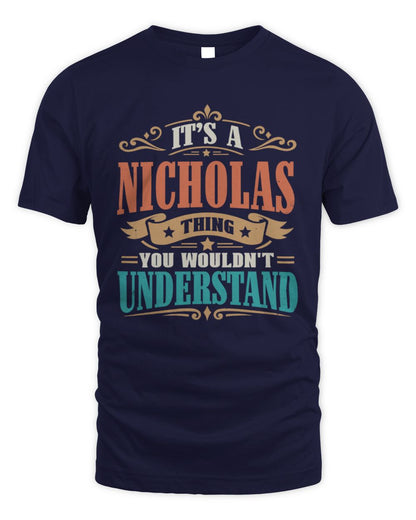 It’s a Name Thing Personalized Retro T-Shirt NICHOLAS M1-47 / Unisex Standard T-Shirt / navy