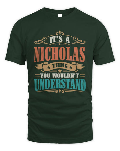 It’s a Name Thing Personalized Retro T-Shirt NICHOLAS M1-47 / Unisex Standard T-Shirt / forest green