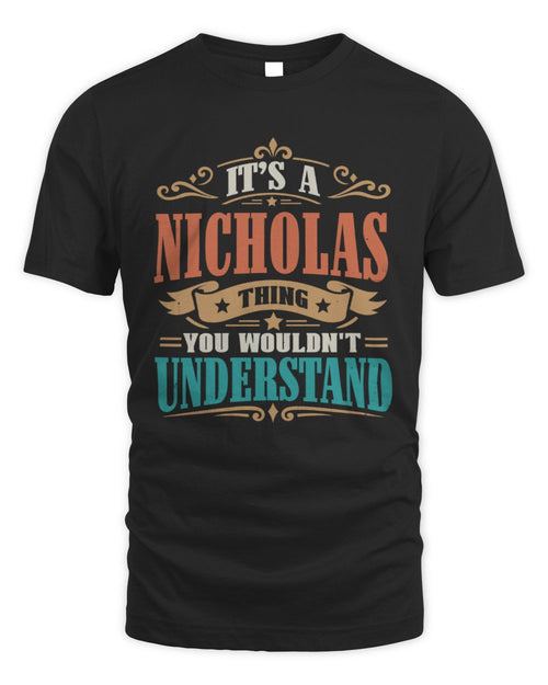 It’s a Name Thing Personalized Retro T-Shirt NICHOLAS M1-47 / Unisex Standard T-Shirt / black