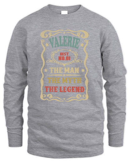 The Man The Myth The Legend Vintage Gold Wine Shirt VALERIE M1-52 / Men's Long Sleeved T-Shirt / sport grey