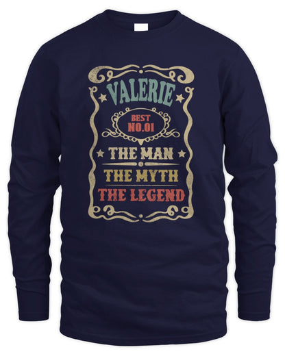 The Man The Myth The Legend Vintage Gold Wine Shirt VALERIE M1-52 / Men's Long Sleeved T-Shirt / navy