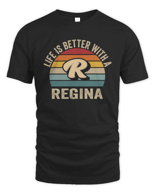 Life Is Better with Name Vintage Sun Shirt REGINA M1-50 / Unisex Standard T-Shirt / black