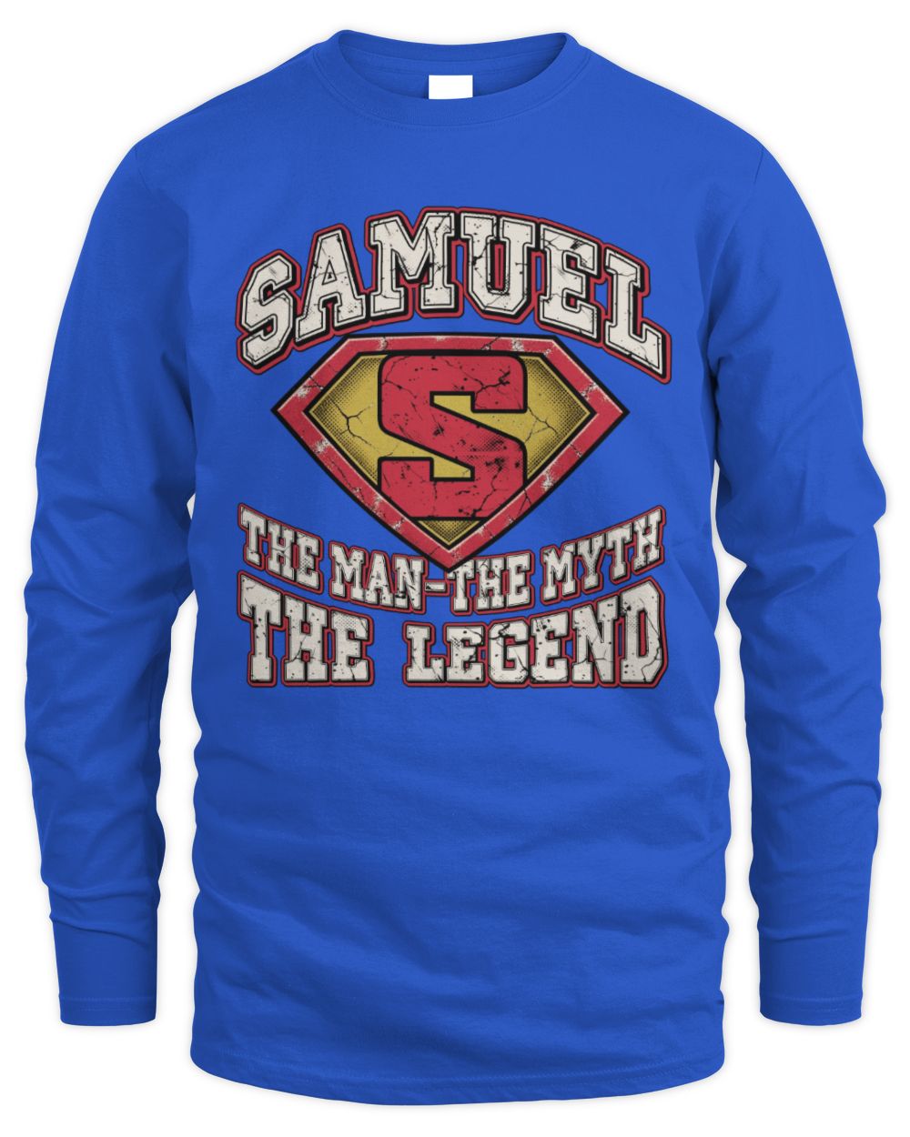 The Man The Myth The Legend Superman Graphic T-Shirt SAMUEL M1-74 / Men's Long Sleeved T-Shirt / royal
