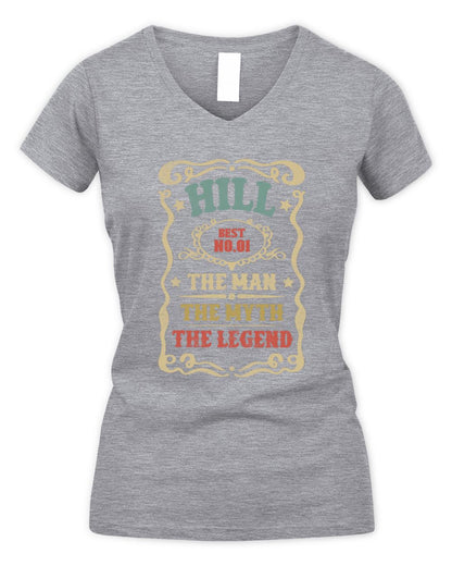 The Man The Myth The Legend Vintage Gold Wine Shirt HILL M1-52 / Women's V-Neck T-Shirt / sport grey