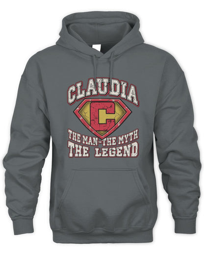 The Man The Myth The Legend Superman Graphic T-Shirt CLAUDIA M1-74 / Unisex Hoodie / charcoal