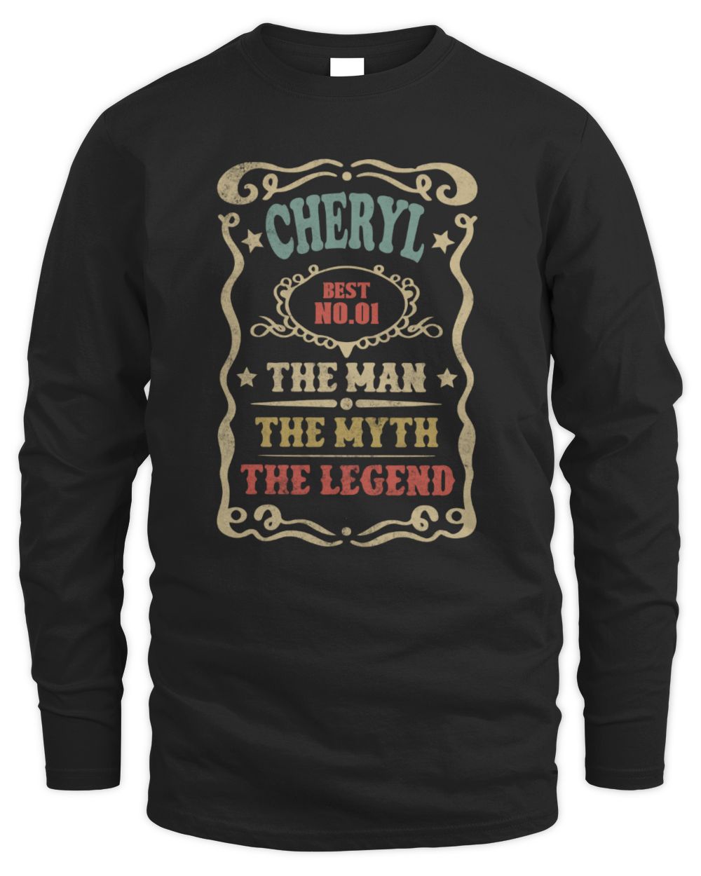 The Man The Myth The Legend Vintage Gold Wine Shirt CHERYL M1-52 / Men's Long Sleeved T-Shirt / black