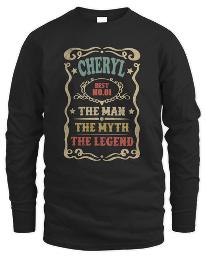 The Man The Myth The Legend Vintage Gold Wine Shirt CHERYL M1-52 / Men's Long Sleeved T-Shirt / black