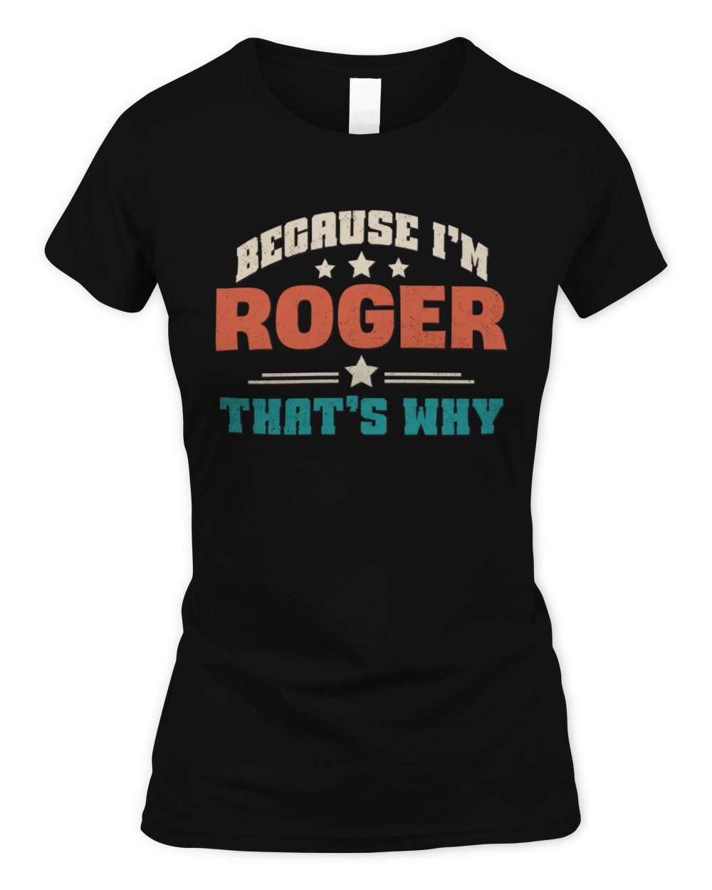 Because I'm Name That's Why Personalized Retro Shirt ROGER-49 / Women's Standard T-Shirt / black