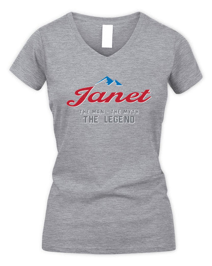 The Man The Myth The Legend Coors Light Beer T-Shirt JANET M1-S84 / Women's V-Neck T-Shirt / sport grey