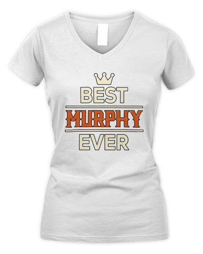 Best Your Name With Crown Shirt MURPHY M1-59 / Women's V-Neck T-Shirt / white